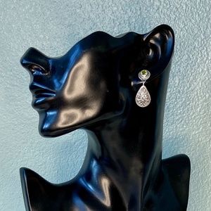 SALE Bali Style Sterling Silver Peridot Quartz Earrings
